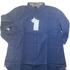 Men's Dress Shirt by Denin and Flowers,   Sz Large, Long Sleeve,  Navy Blue